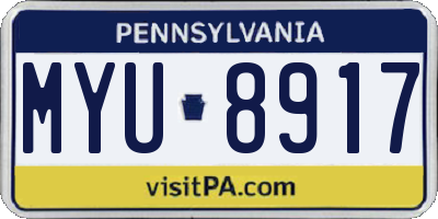 PA license plate MYU8917