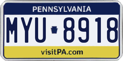 PA license plate MYU8918