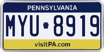 PA license plate MYU8919