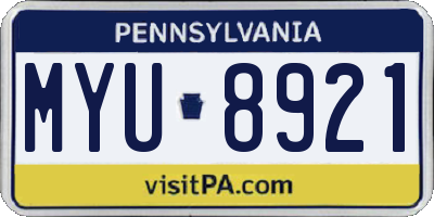 PA license plate MYU8921