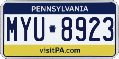 PA license plate MYU8923