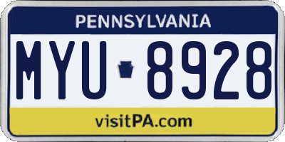 PA license plate MYU8928