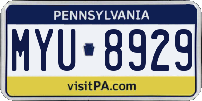 PA license plate MYU8929