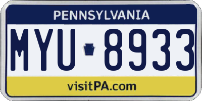 PA license plate MYU8933
