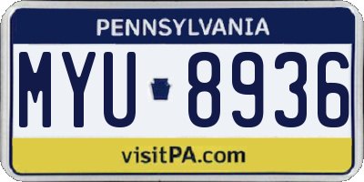 PA license plate MYU8936