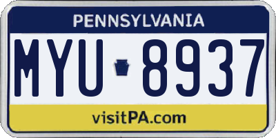 PA license plate MYU8937