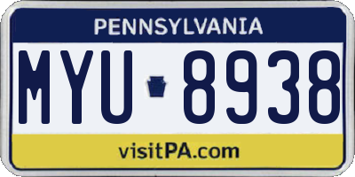 PA license plate MYU8938