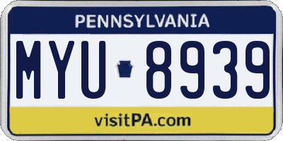 PA license plate MYU8939