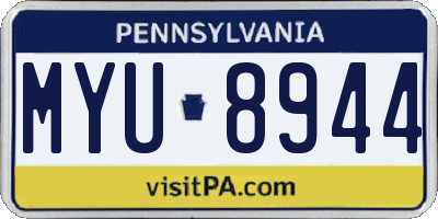 PA license plate MYU8944