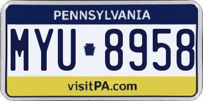 PA license plate MYU8958