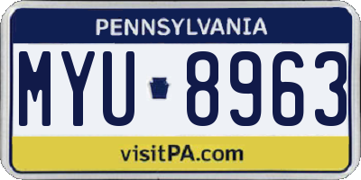 PA license plate MYU8963