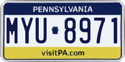 PA license plate MYU8971
