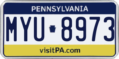 PA license plate MYU8973
