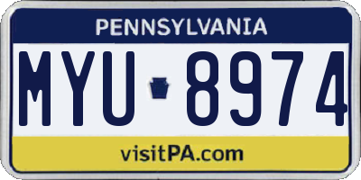 PA license plate MYU8974