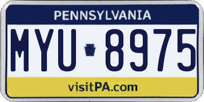 PA license plate MYU8975