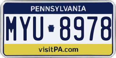 PA license plate MYU8978