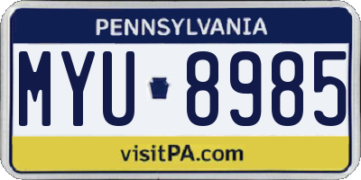 PA license plate MYU8985