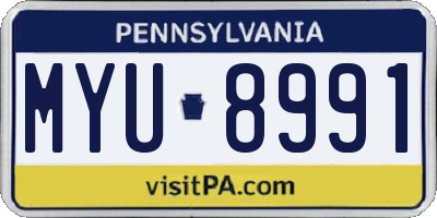 PA license plate MYU8991