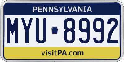 PA license plate MYU8992