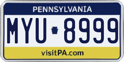 PA license plate MYU8999