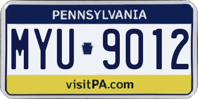 PA license plate MYU9012