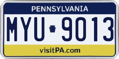 PA license plate MYU9013