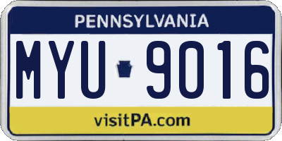 PA license plate MYU9016