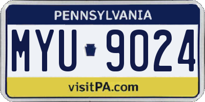 PA license plate MYU9024