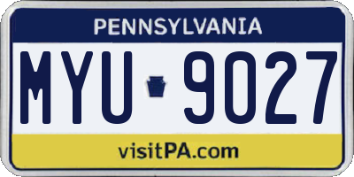 PA license plate MYU9027