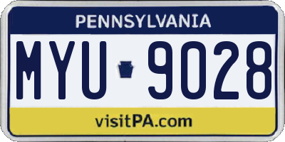 PA license plate MYU9028