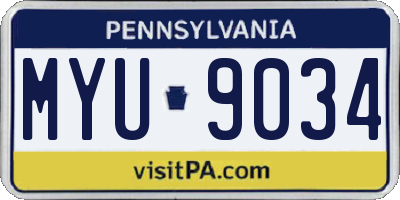PA license plate MYU9034