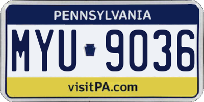 PA license plate MYU9036
