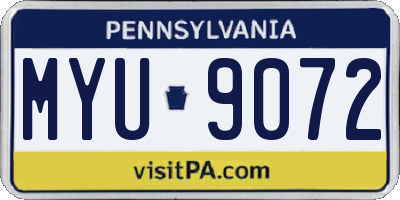 PA license plate MYU9072
