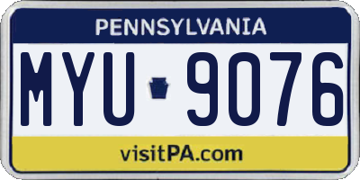 PA license plate MYU9076