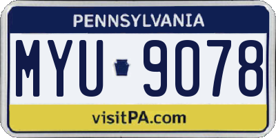 PA license plate MYU9078
