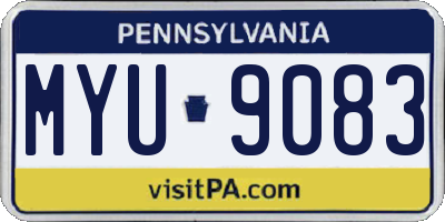 PA license plate MYU9083