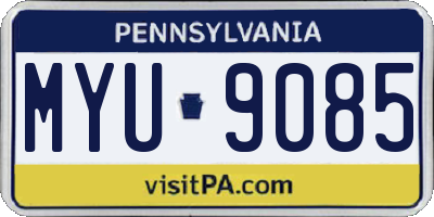 PA license plate MYU9085