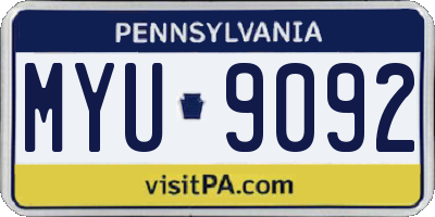 PA license plate MYU9092