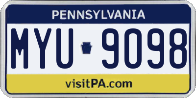 PA license plate MYU9098