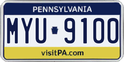 PA license plate MYU9100