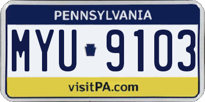 PA license plate MYU9103
