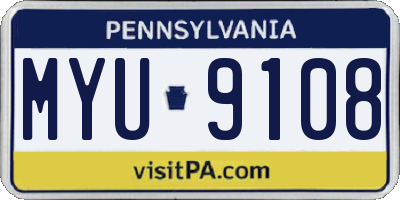 PA license plate MYU9108