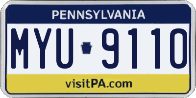 PA license plate MYU9110