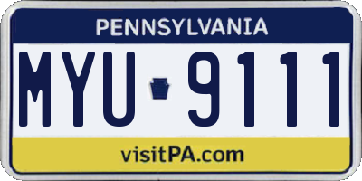 PA license plate MYU9111