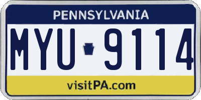 PA license plate MYU9114