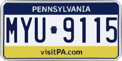 PA license plate MYU9115