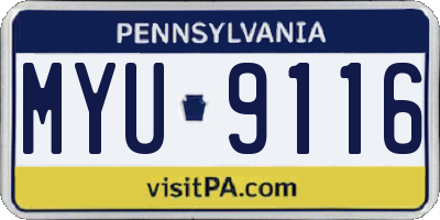 PA license plate MYU9116