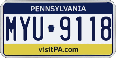 PA license plate MYU9118