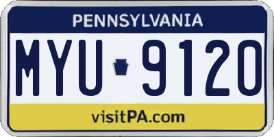 PA license plate MYU9120