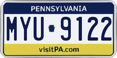 PA license plate MYU9122
